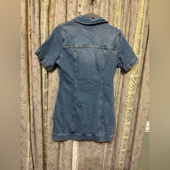 Zara 90s Trend Z1975 Blue Denim Mini Dress Button Down Size XL NWT - Picture 4 of 4
